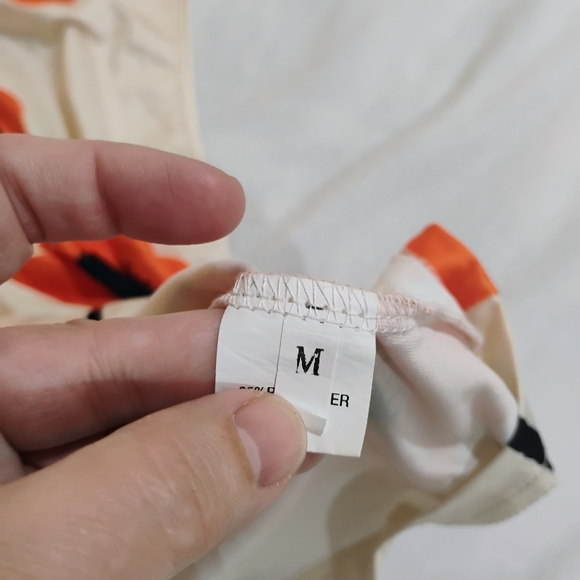 Floral Sleeveless Tank Top - Cream and Orange - Picture 2 of 7